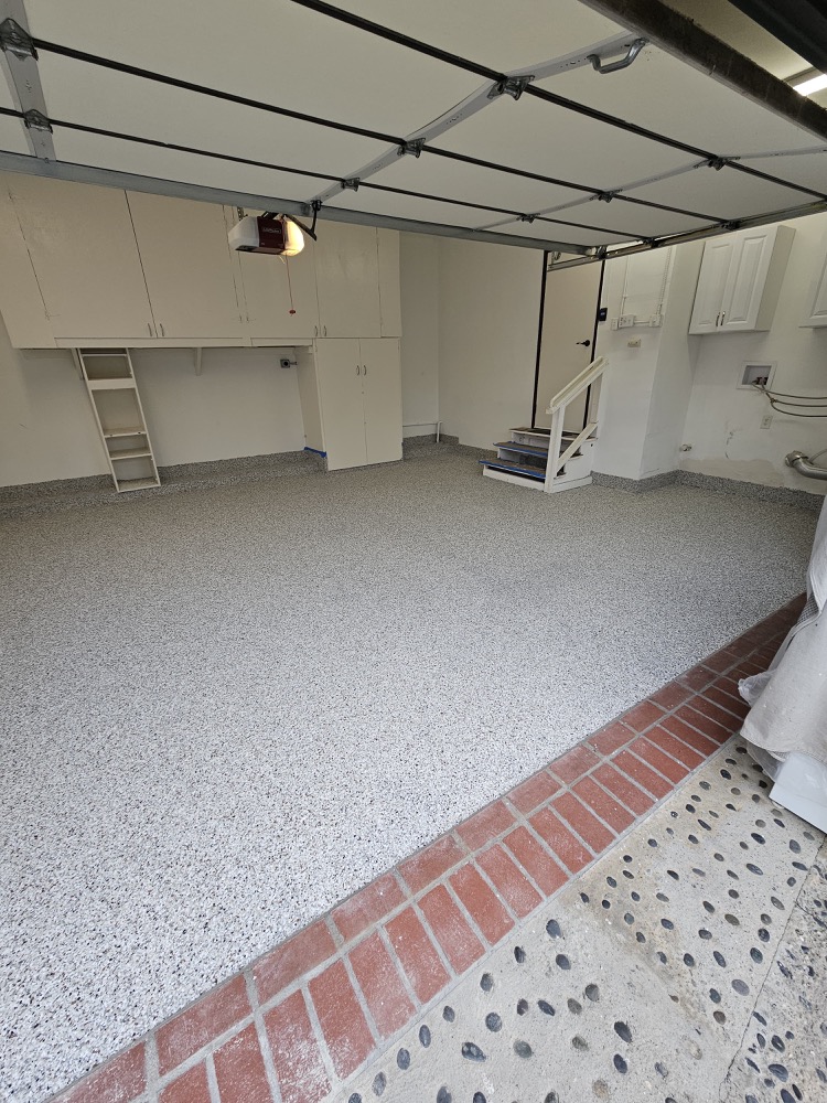 Garage floor finished with epoxy coating